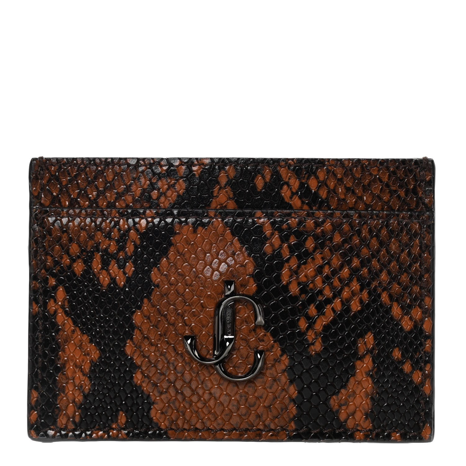 Jimmy Choo Calfskin Snake Printed Umika Card Holder Cuoio 1 of 9