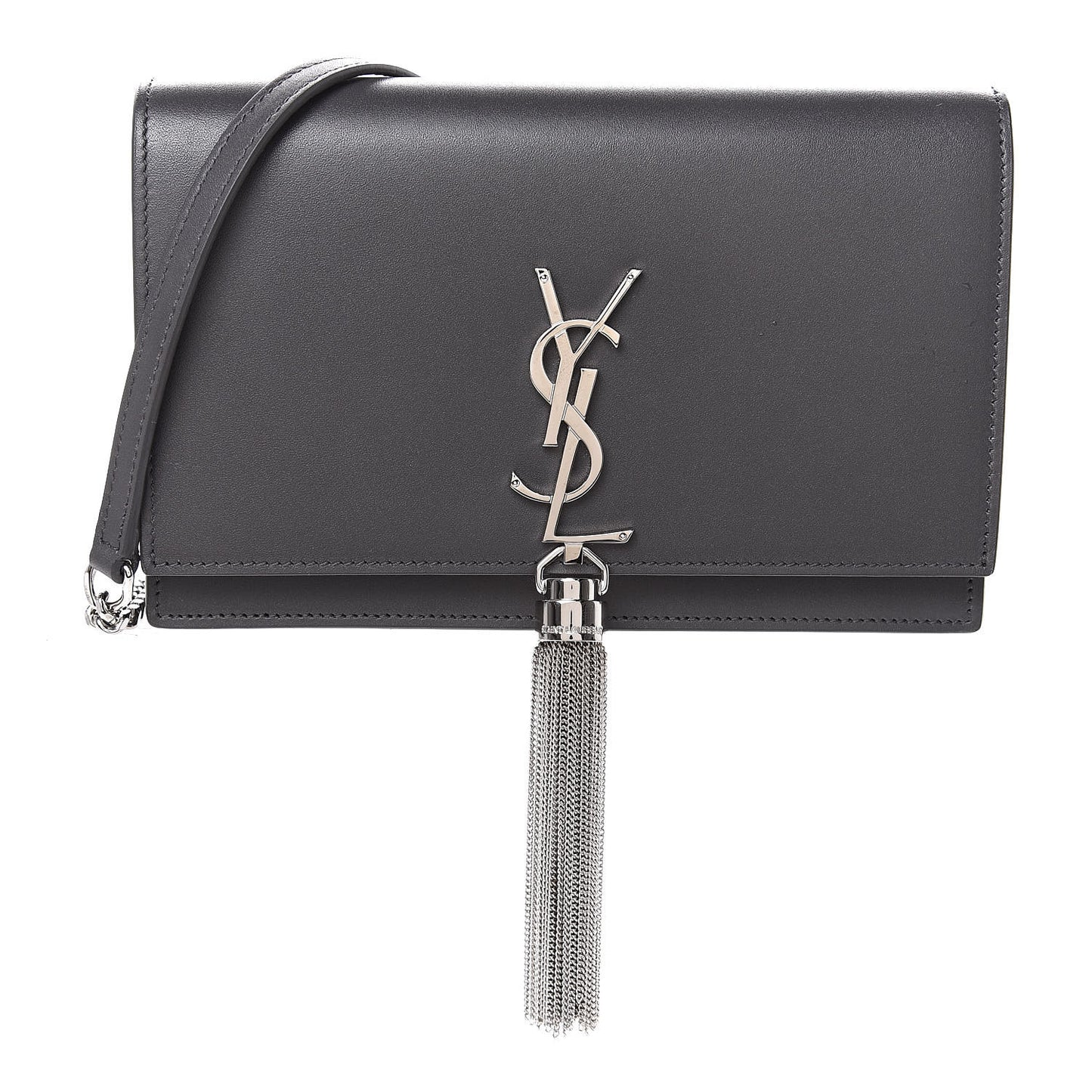 Smooth Calfskin Classic Monogram Kate Tassel Chain Wallet Asphalt