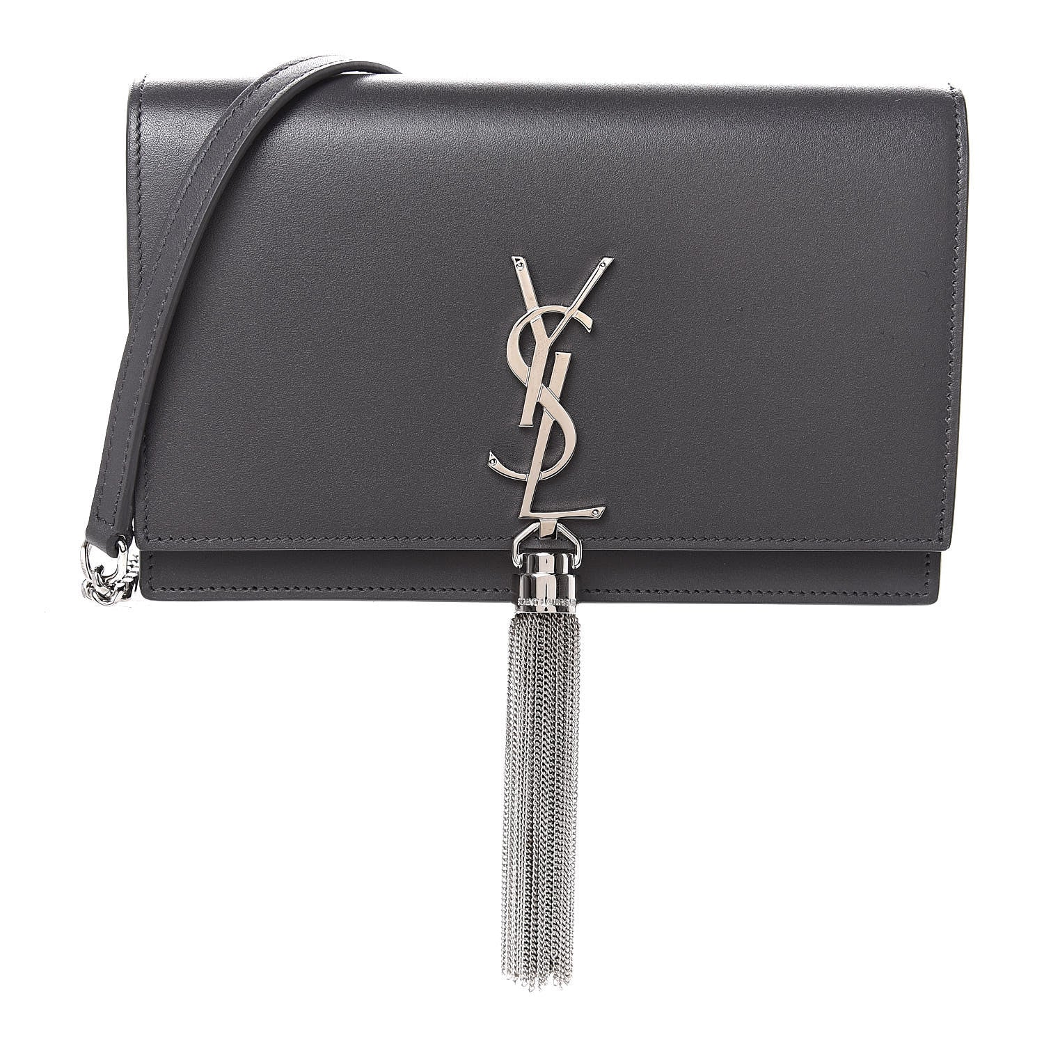 Saint Laurent Smooth Calfskin Classic Monogram Kate Tassel Chain Wallet Asphalt 1 of 11