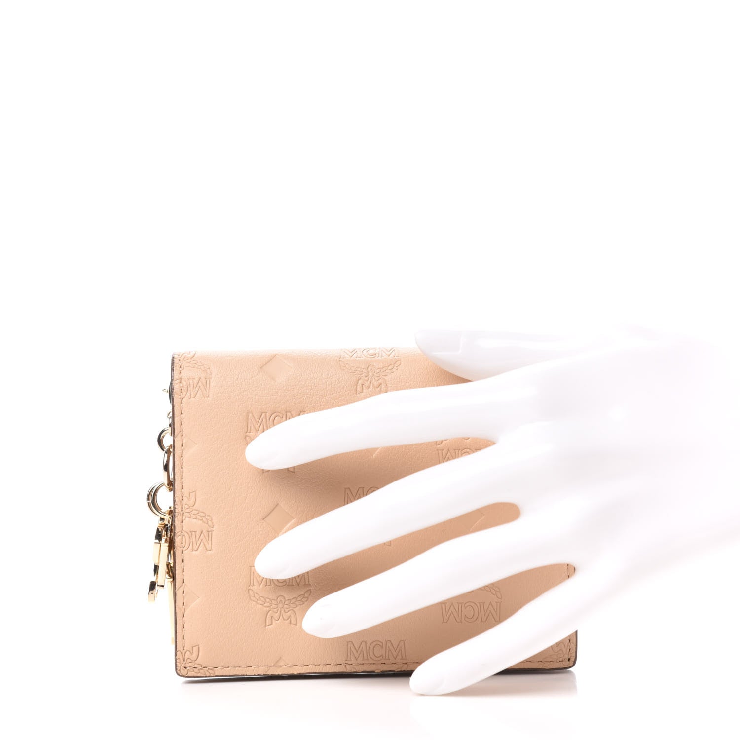 MCM Calfskin Ottomar Monogram Bi-Fold Wallet Beige 2 of 8
