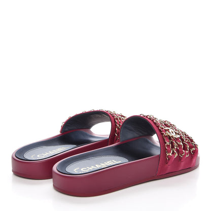 Chanel Satin Chain Flat Sandals 35 Dark Fuchsia 4 of 8