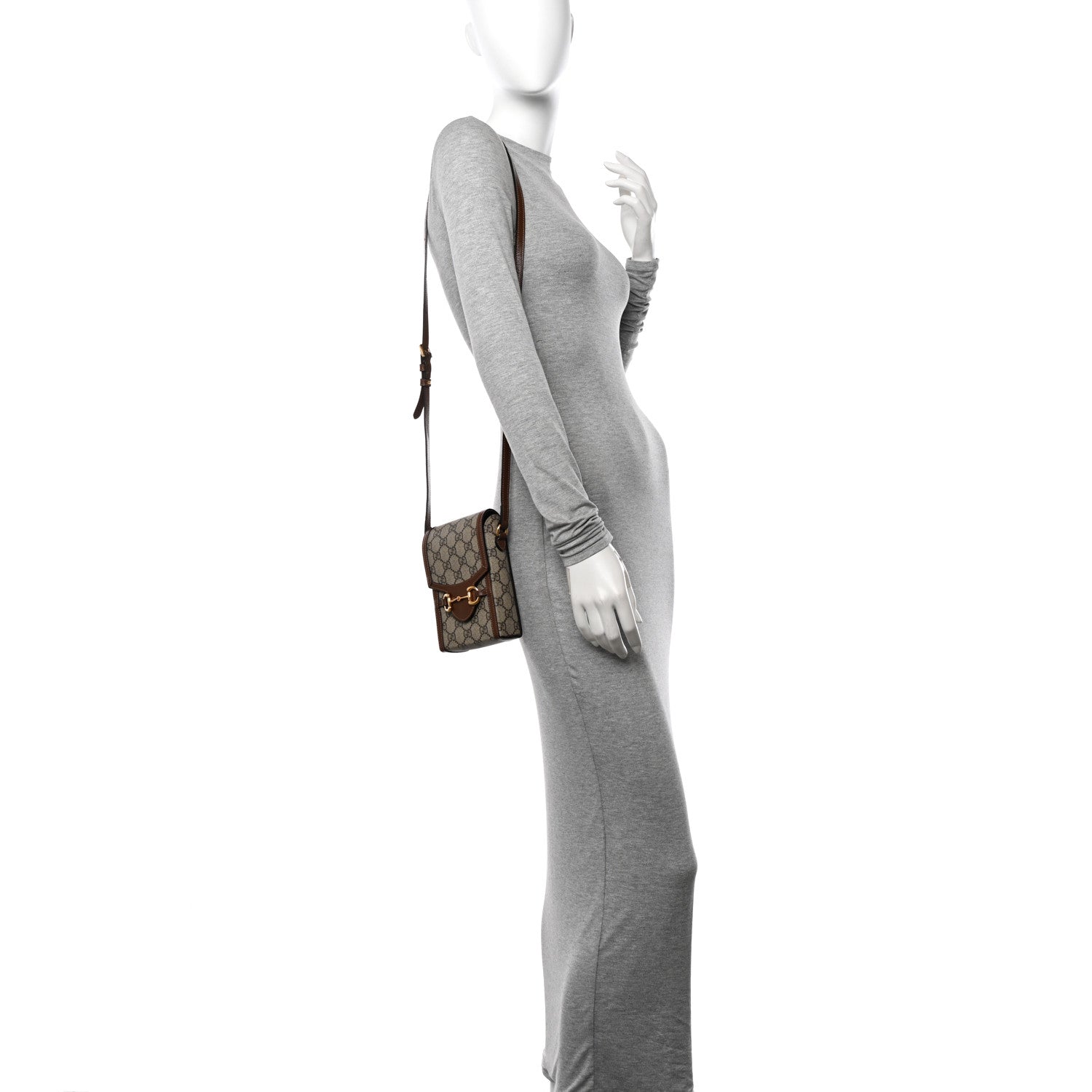 Gucci GG Supreme Monogram Mini Horsebit 1955 Crossbody Bag Beige Brown Sugar 2 of 11