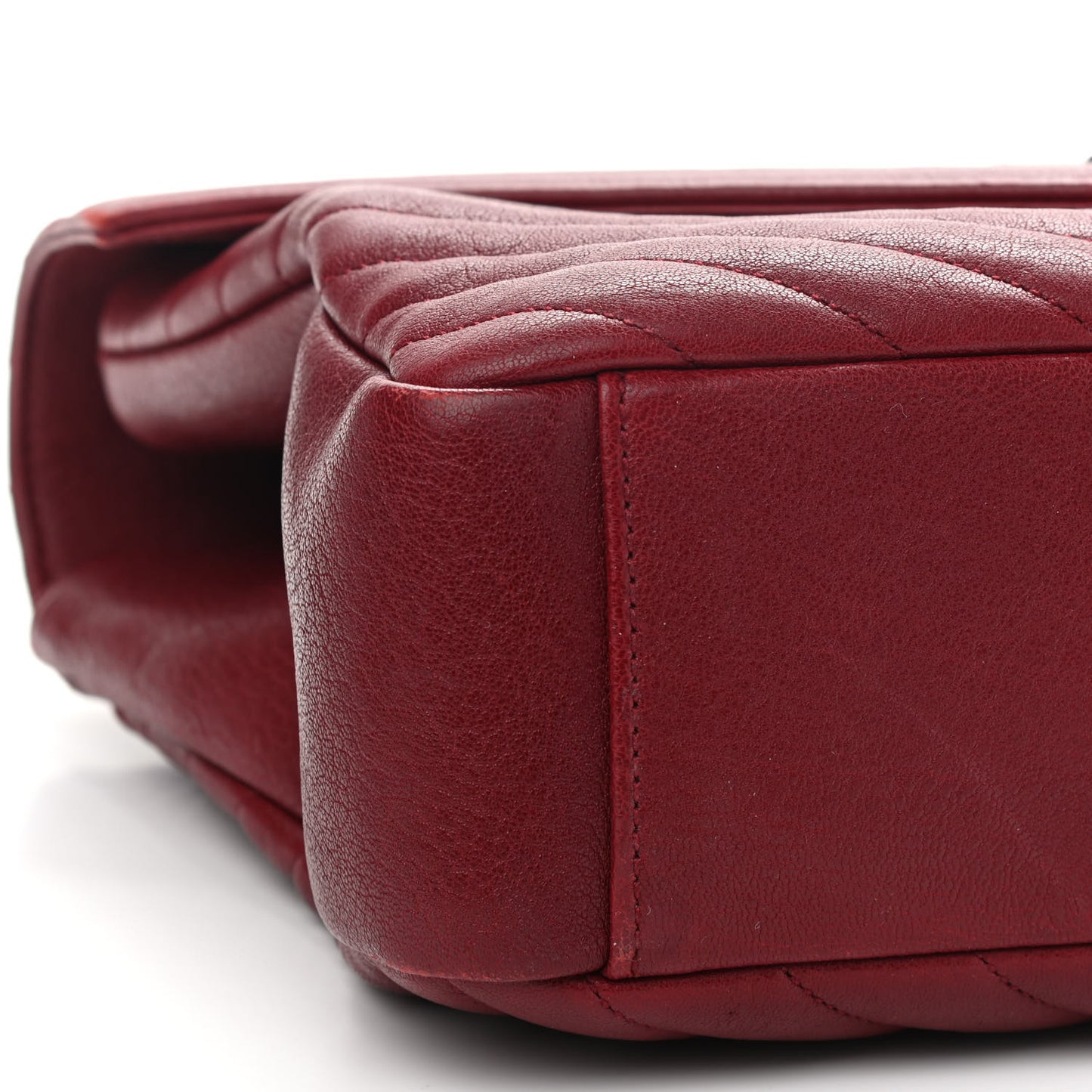 Sheepskin Matelasse Chevron Large College Monogram Satchel Rouge