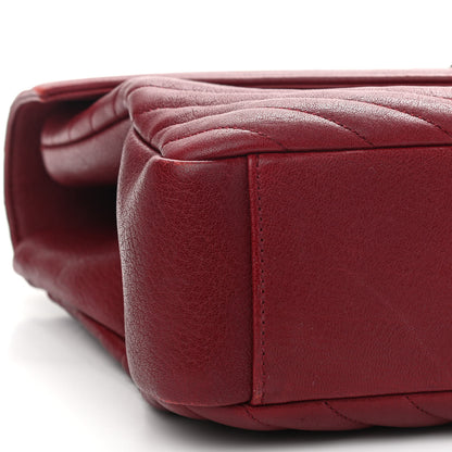 Saint Laurent Sheepskin Matelasse Chevron Large College Monogram Satchel Rouge 7 of 11