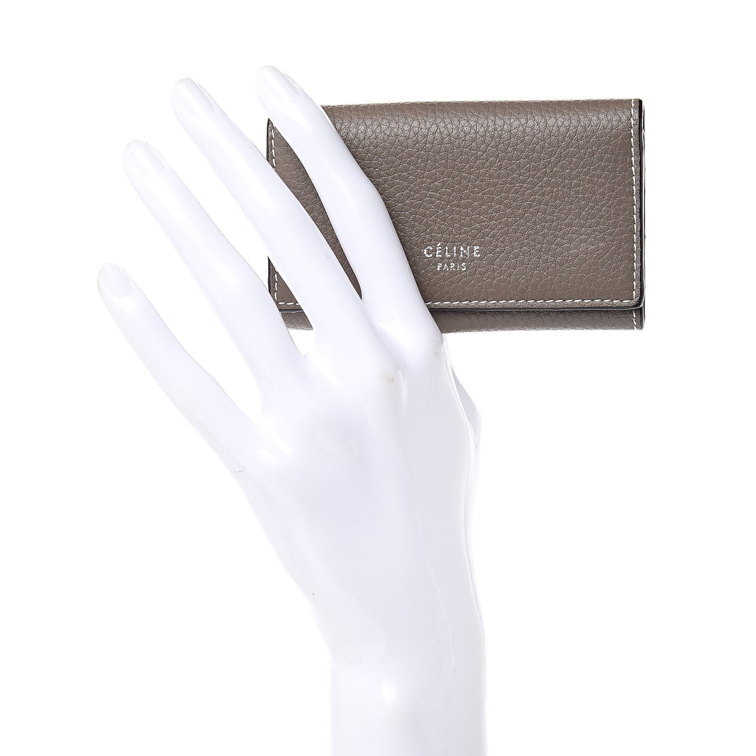 Celine Drummed Calfskin Key Case Souris 2 of 8