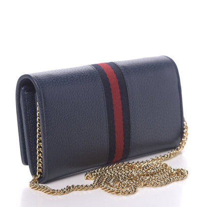 Gucci Textured Calfskin Web Ophidia Wallet On Chain Blue Agata 2 of 10
