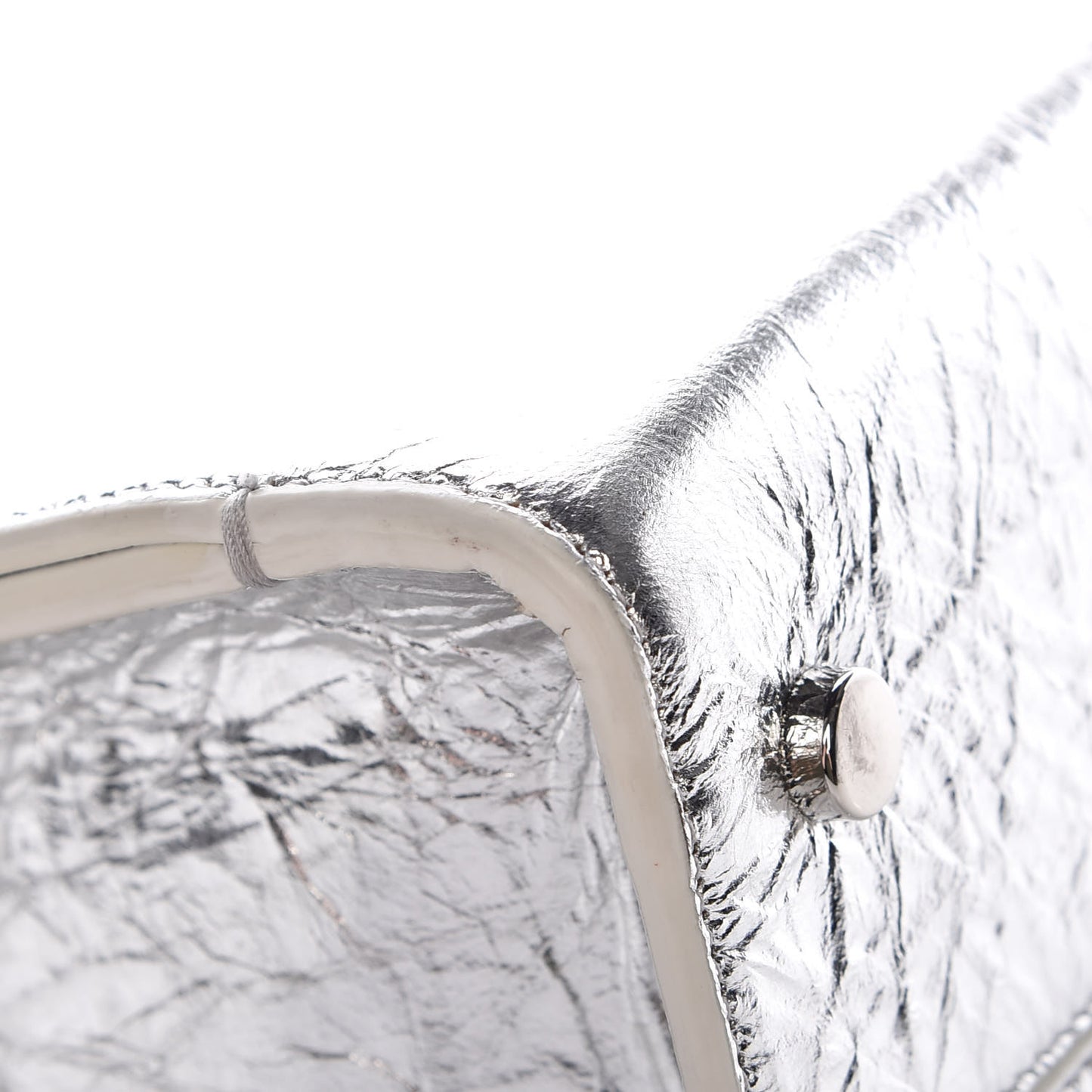 Metallic Calfskin Medium Diorever Flap Silver