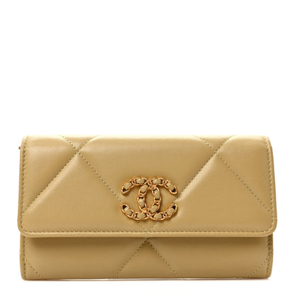 Chanel Lambskin Quilted Chanel 19 Flap Wallet Light Green 1 of 7