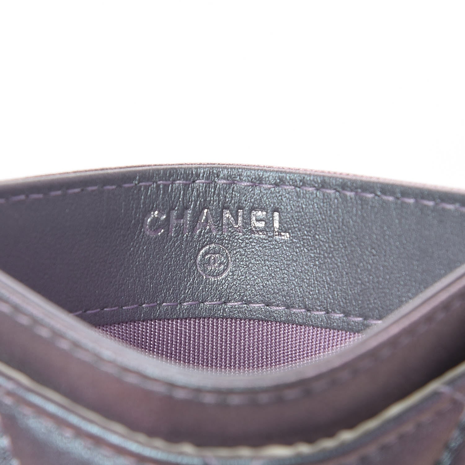Chanel Iridescent Lambskin Quilted Reissue Card Holder Light Purple 6 of 9