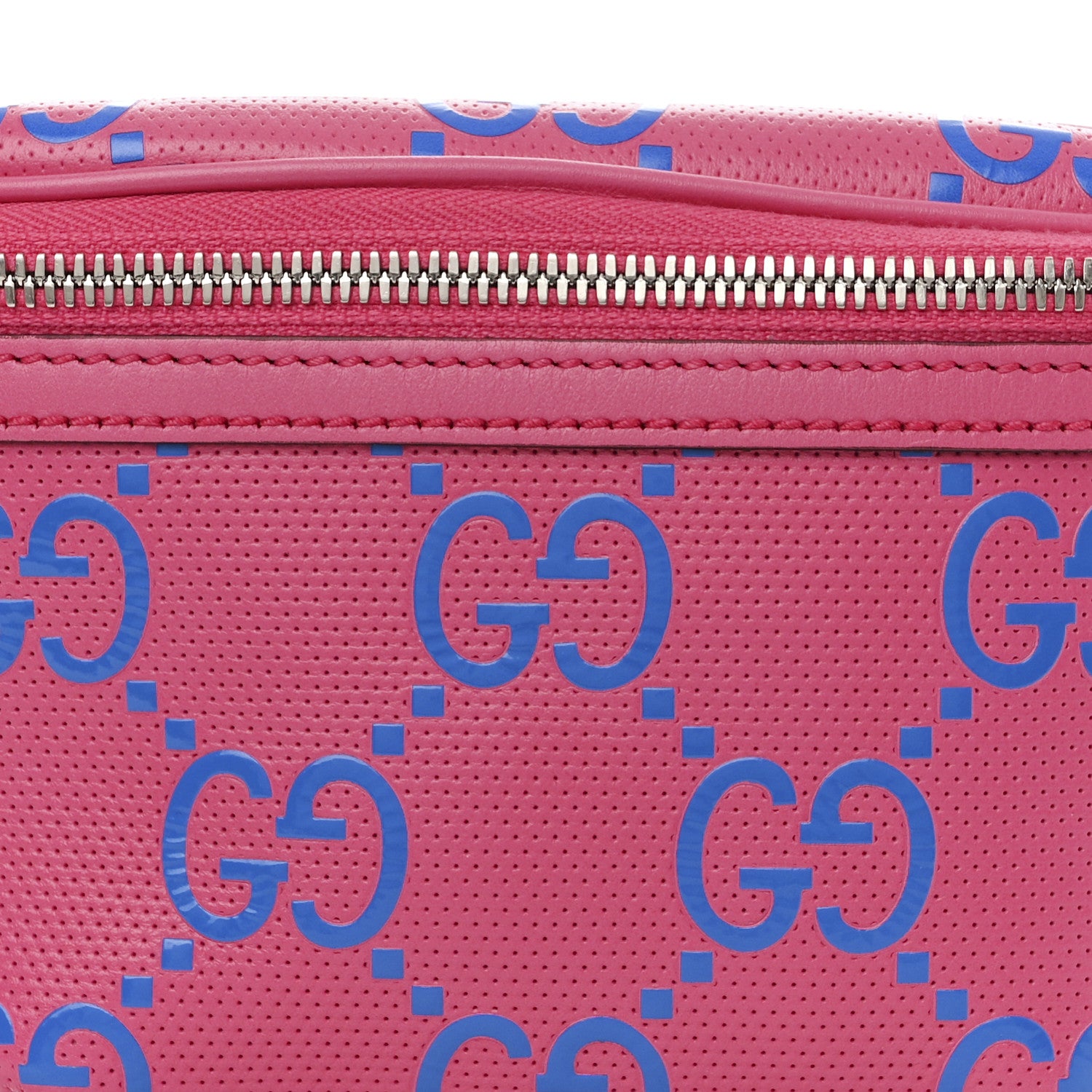 Gucci Calfskin GG Tennis Bi-Color Embossed Belt Bag Modern Fucsia Modern Blue 8 of 10