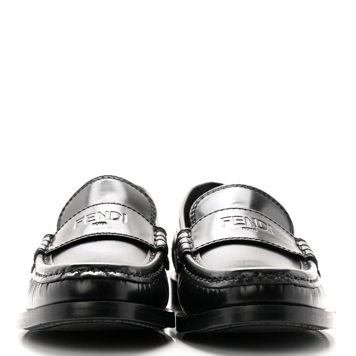 Fendi Vitello Logo Loafers 35.5 Black 2 of 10