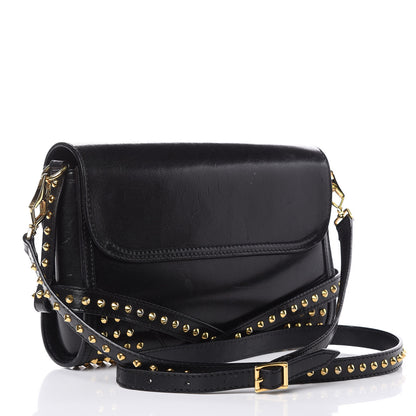 Burberry Polished Bridle Calfskin Studded Small Abbott Crossbody Bag Black 3 of 13