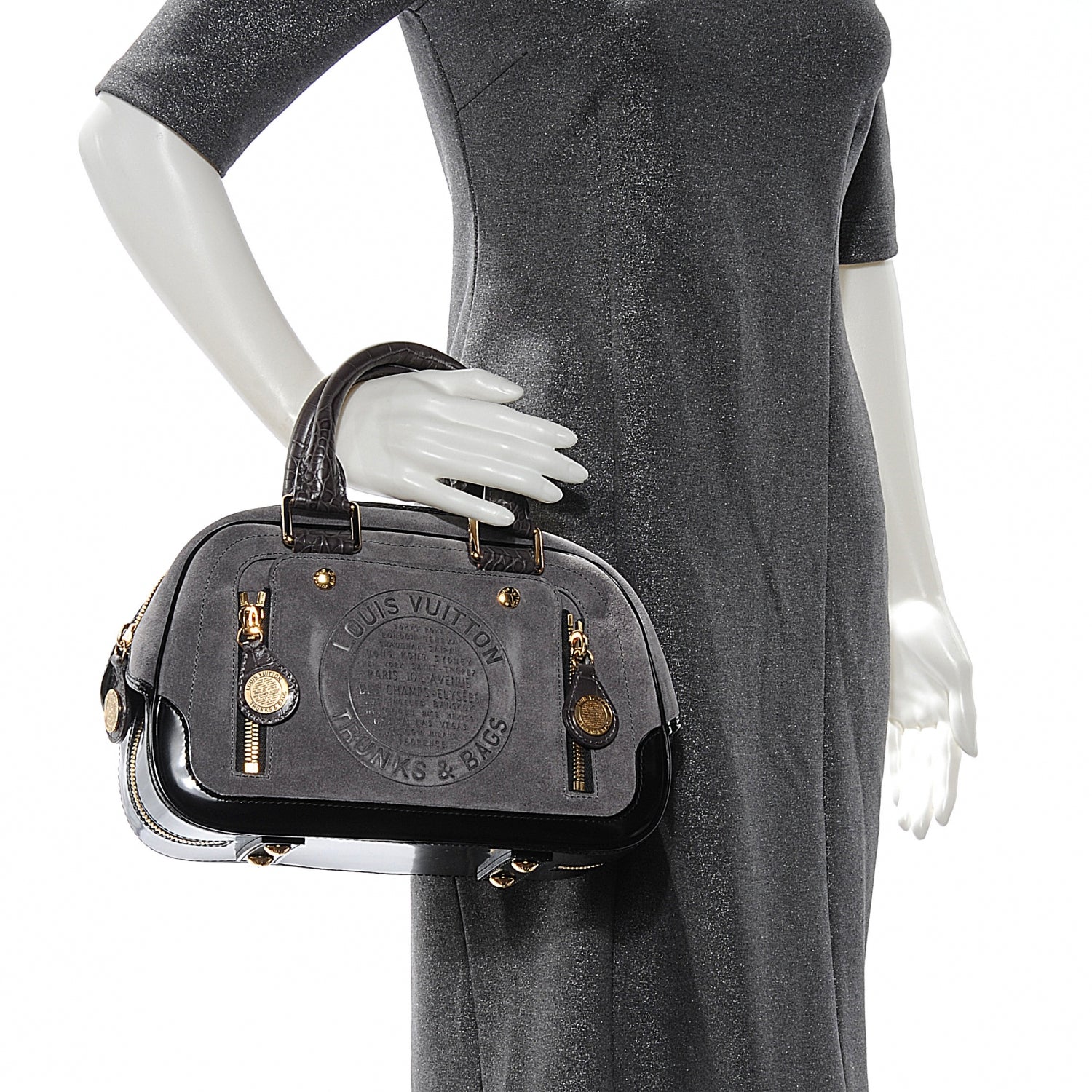 Louis Vuitton Havane Stamped Trunk Bowler PM Gray 2 of 8