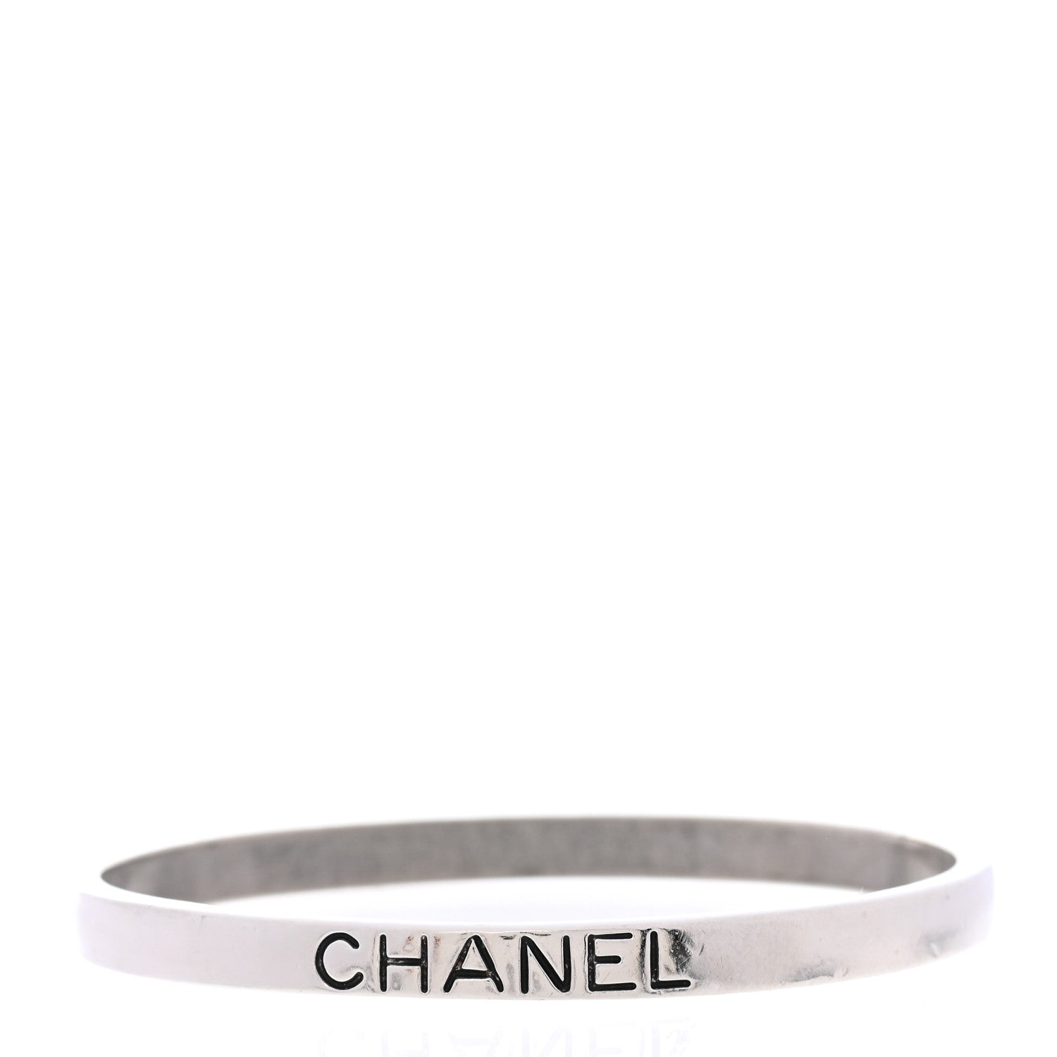 Chanel Metal Logo Bangle Silver 1 of 5