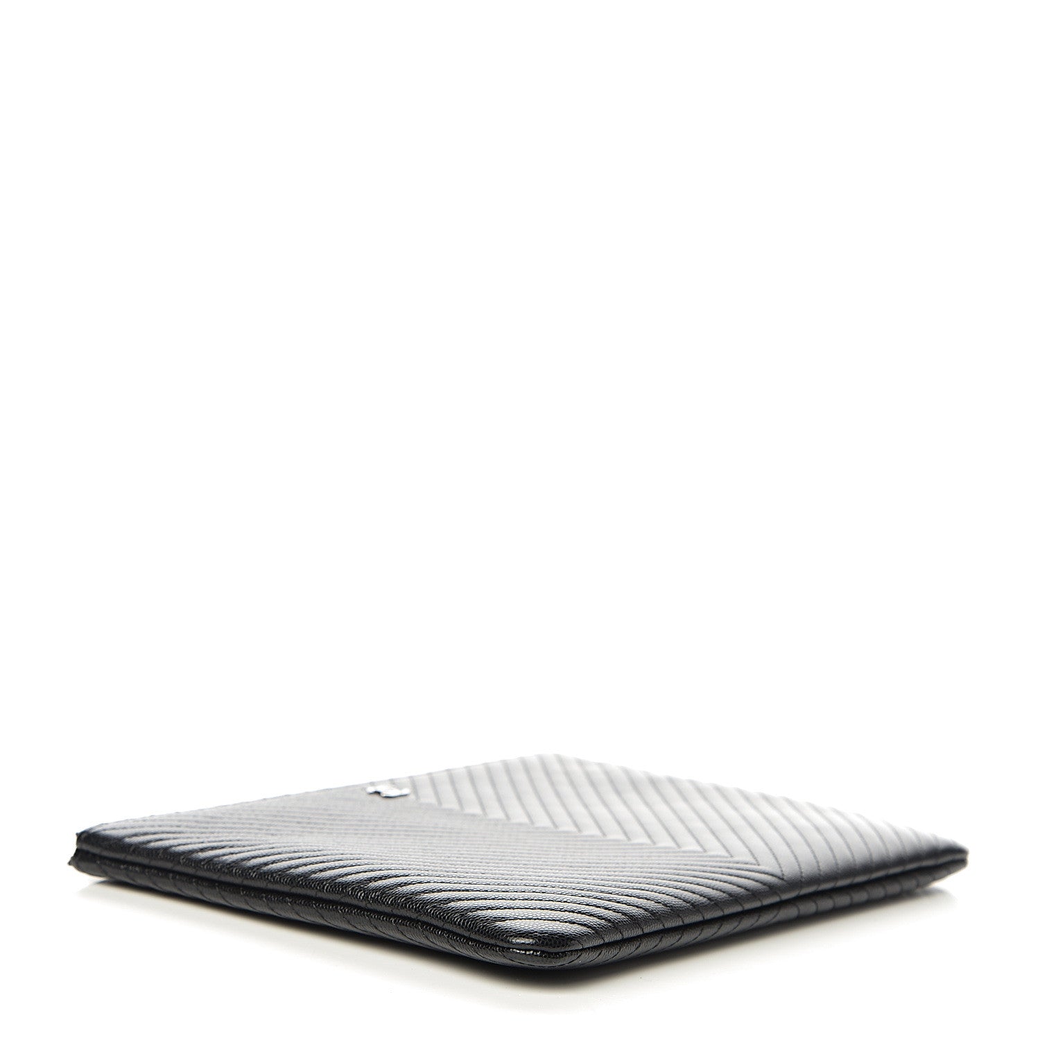Chanel Caviar Chevron Quilted Medium Cosmetic Case Black 3 of 8