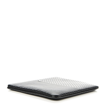 Chanel Caviar Chevron Quilted Medium Cosmetic Case Black 3 of 8