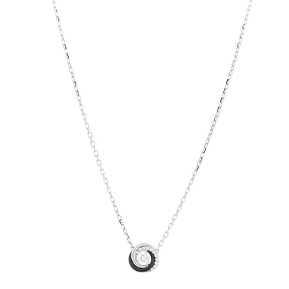 Cartier 18K White Gold Black Ceramic Diamond Small Trinity Pendant Necklace 1 of 5