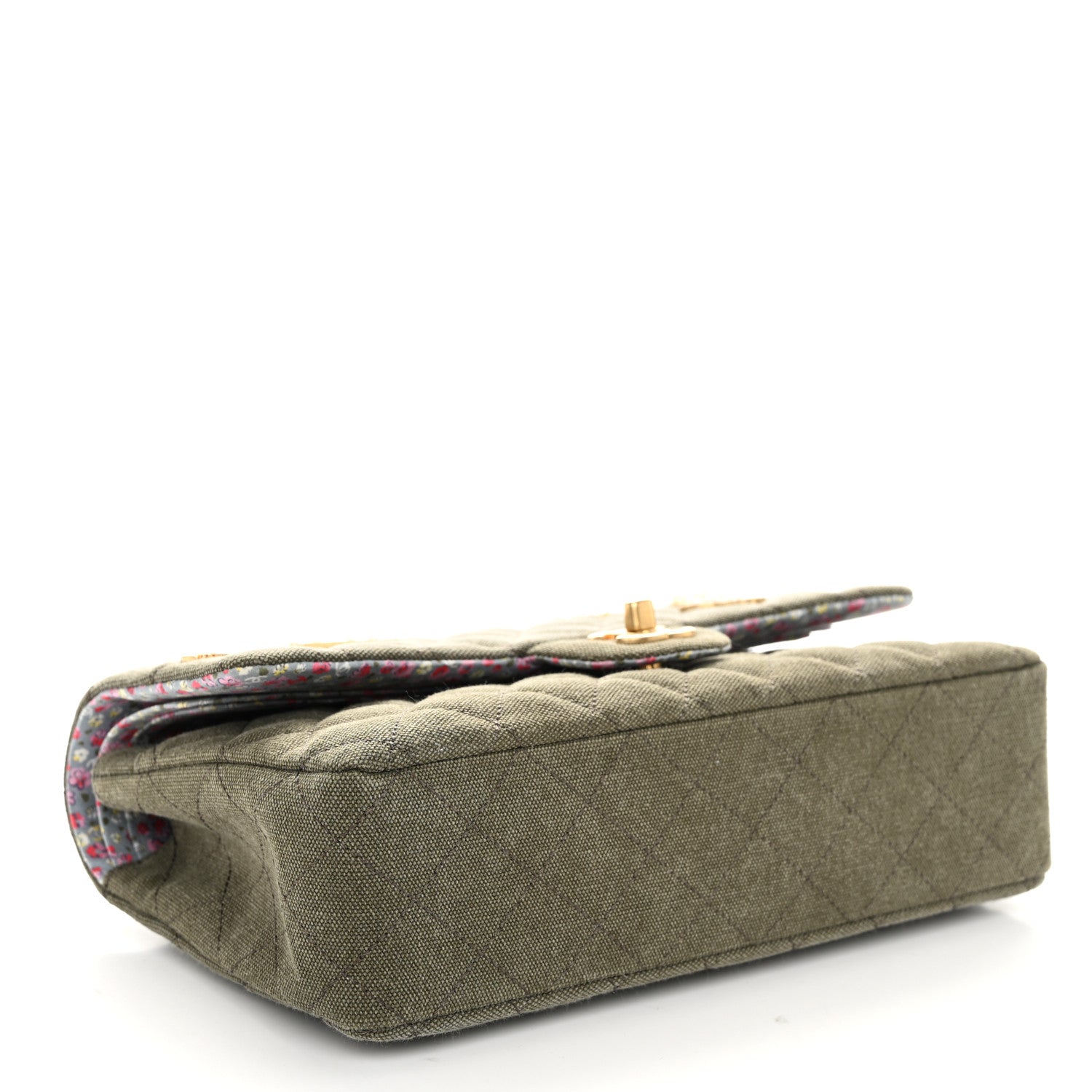 Chanel Toile Quilted Medium Cuba Double Flap Khaki 4 of 10