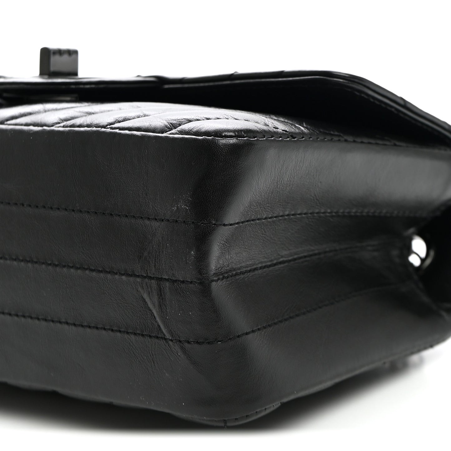 Aged Calfskin Chevron Quilted 2.55 Reissue Mini Flap So Black