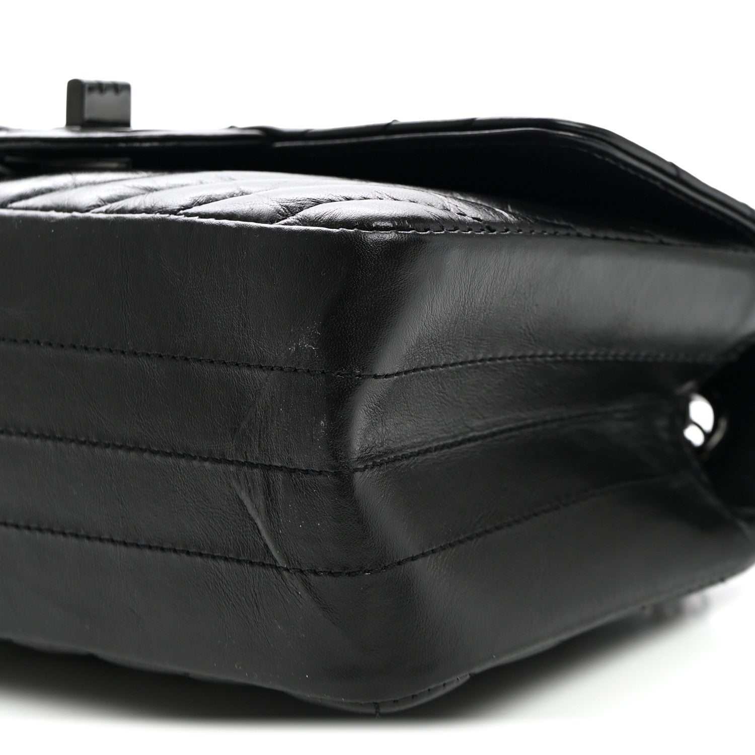 Chanel Aged Calfskin Chevron Quilted 2.55 Reissue Mini Flap So Black 10 of 10