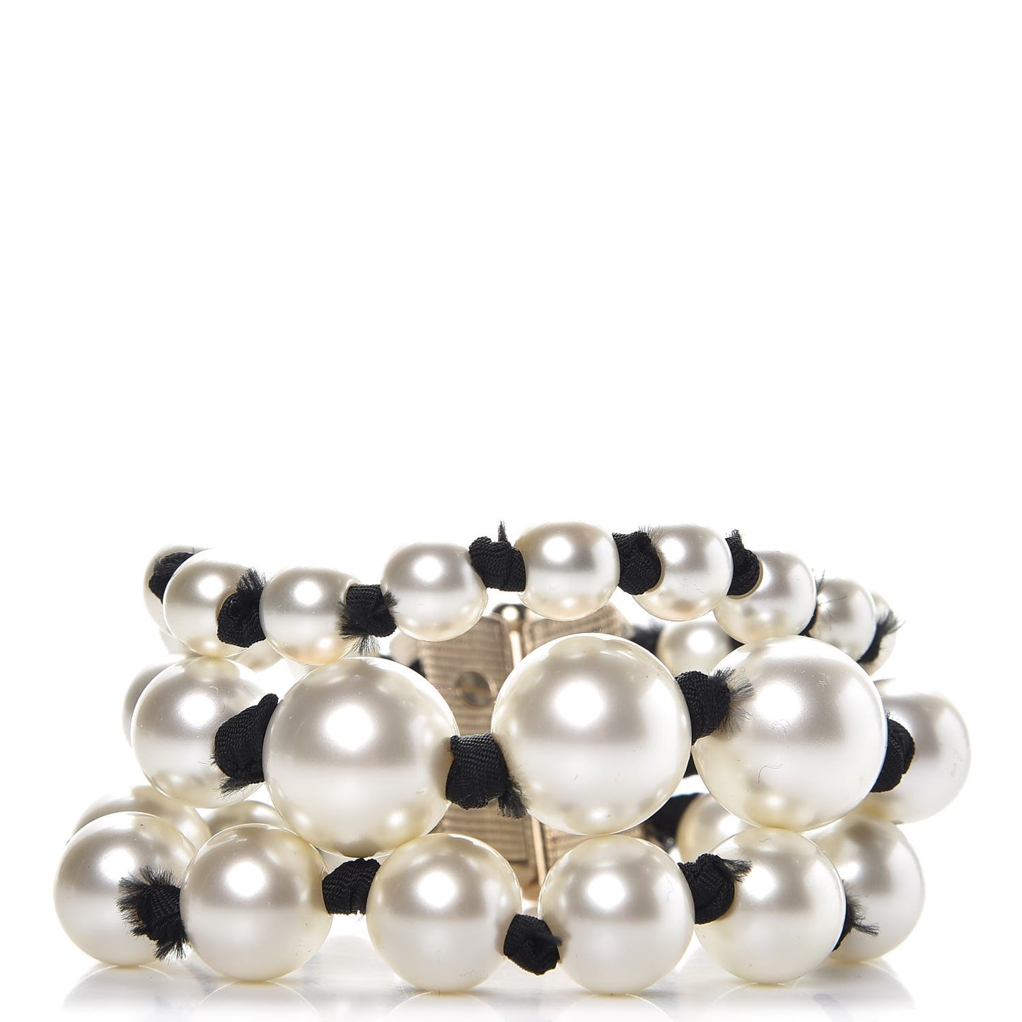 Pearl Ribbon Multi Strand Bracelet Gold