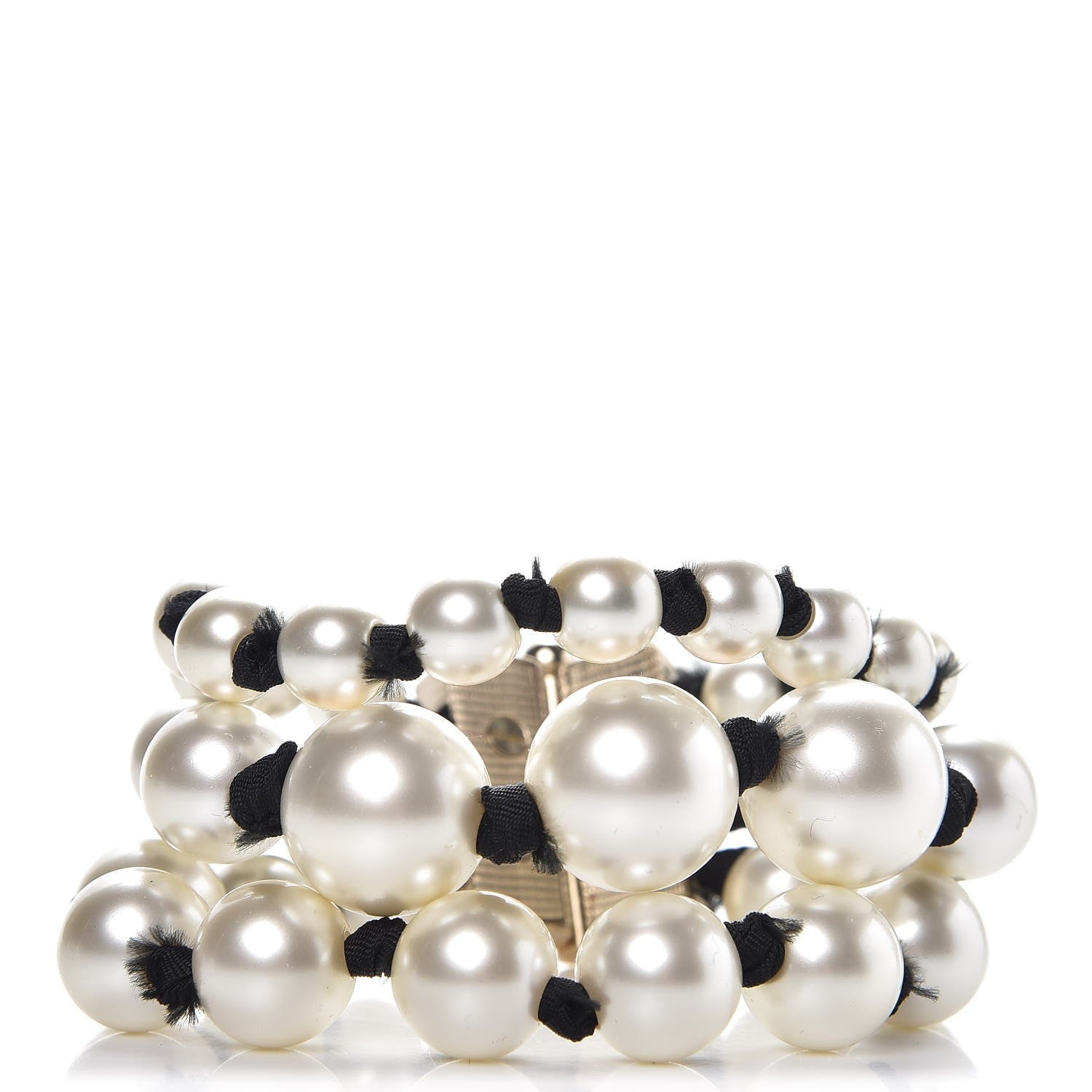 Chanel Pearl Ribbon Multi Strand Bracelet Gold 1 of 5