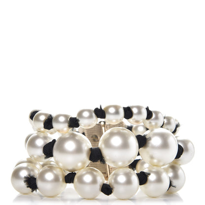 Chanel Pearl Ribbon Multi Strand Bracelet Gold 1 of 5