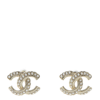 Chanel Pearl Queen of France CC Earrings Gold 1 of 5