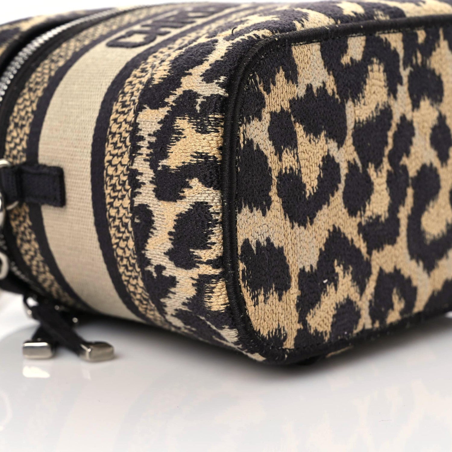 Christian Dior Canvas Mizza Embroidered Small Leopard Travel Vanity Case Beige 5 of 10
