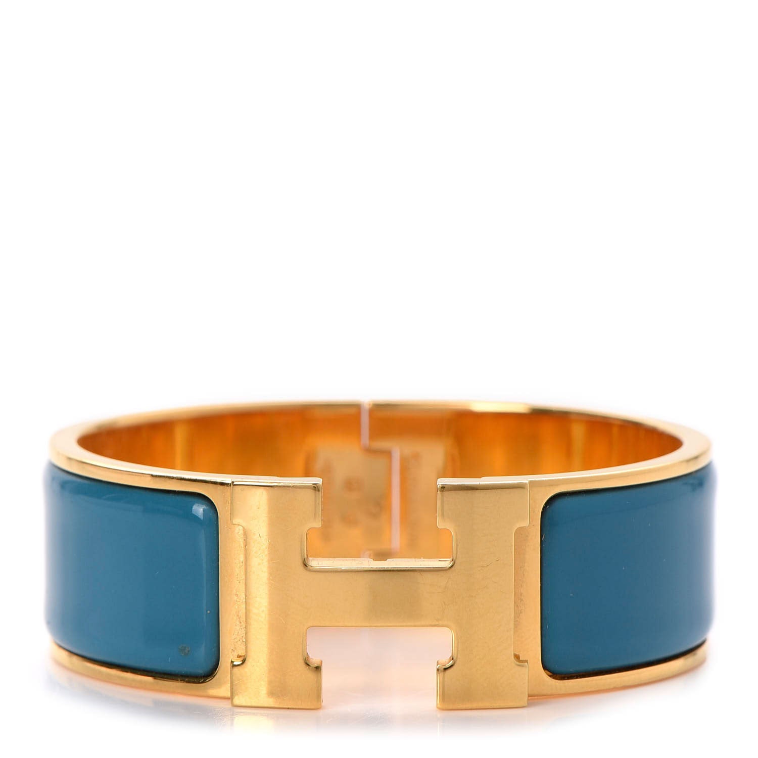 Hermes Enamel Wide Clic Clac H Bracelet PM Bleu Indien 1 of 4