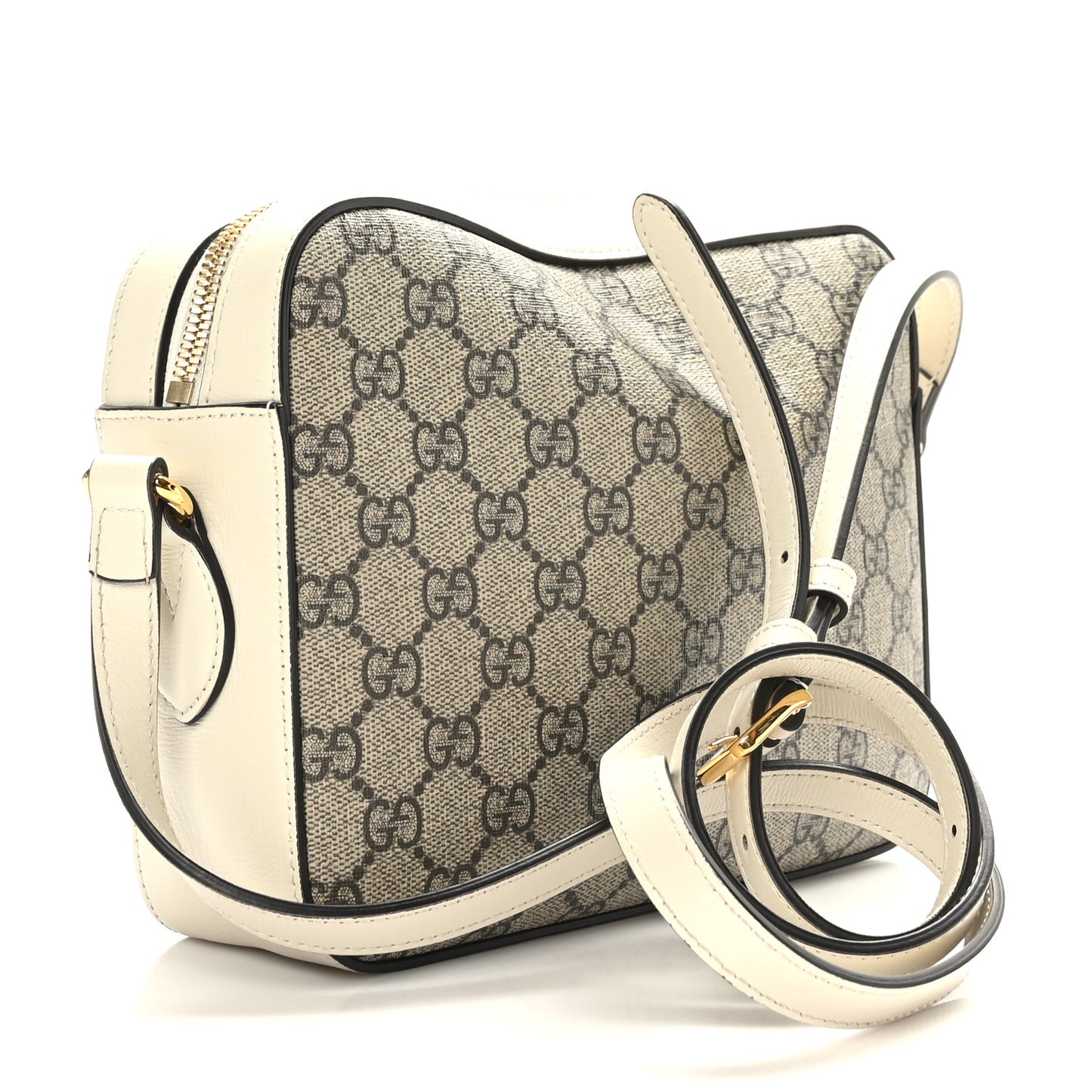 GG Supreme Monogram Small Horsebit 1955 Shoulder Bag Beige Mystic White