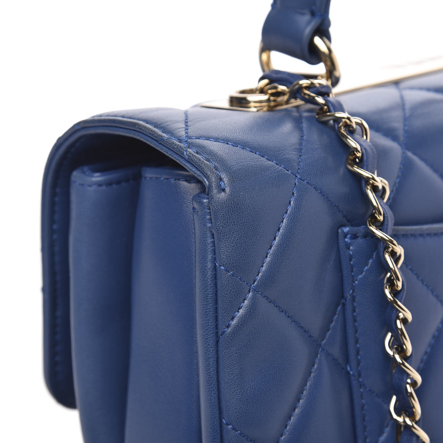 Lambskin Quilted Medium Trendy CC Flap Dual Handle Bag Blue