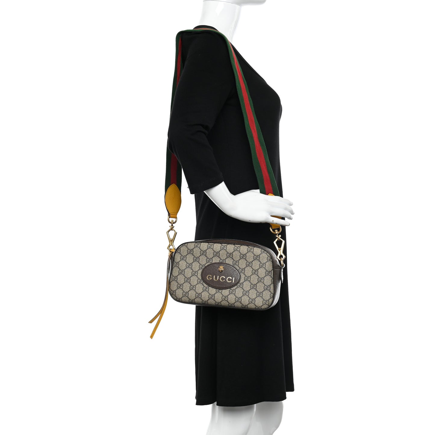 GG Supreme Monogram Web Neo Vintage Shoulder Bag Beige New Acero Crop