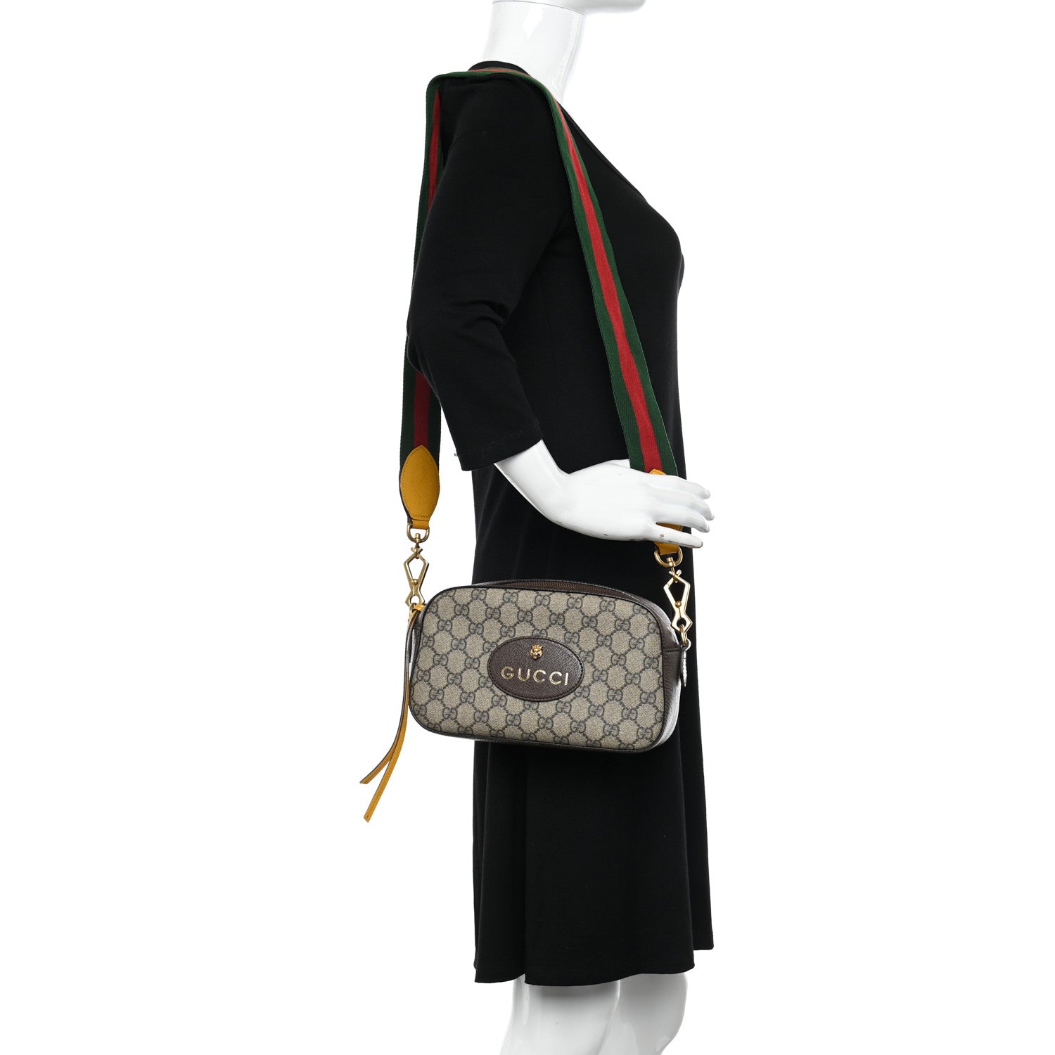 Gucci GG Supreme Monogram Web Neo Vintage Shoulder Bag Beige New Acero Crop 2 of 12