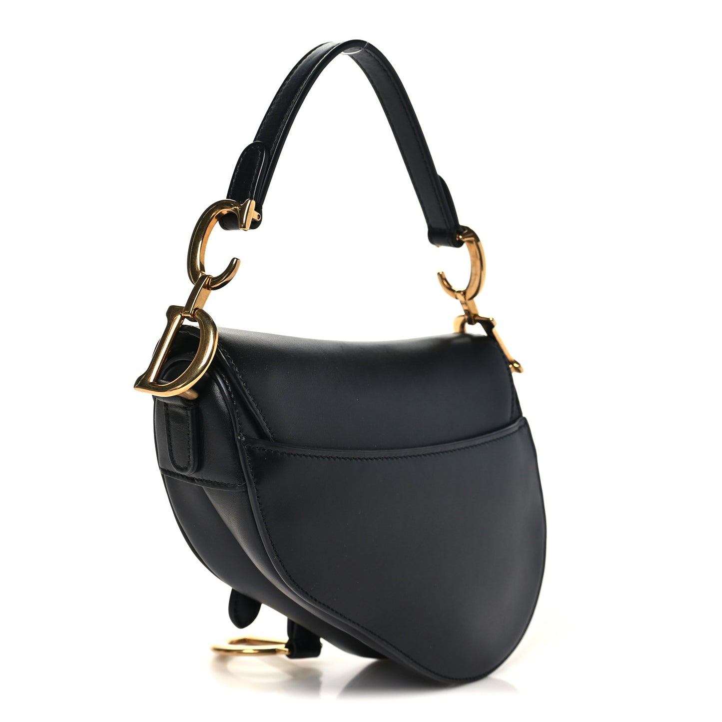 Calfskin Mini Saddle Bag Black