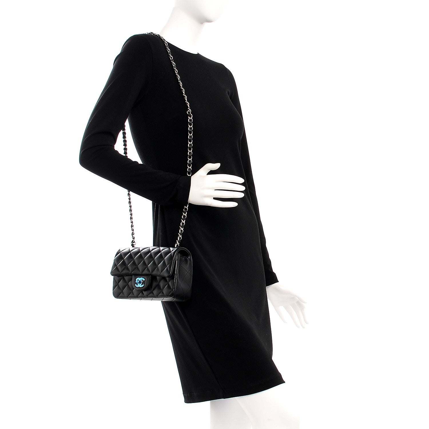 Chanel Lambskin Quilted Mini Rectangular Flap Black 2 of 8