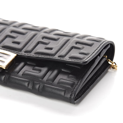 Fendi Nappa Matisse FF Embossed Continental Wallet On Chain Black 9 of 10