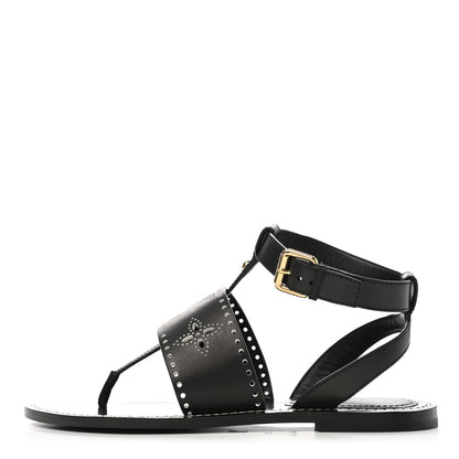 Louis Vuitton Soft Calfskin Perforated Horizon Flat Sandals 38 Black 1 of 8