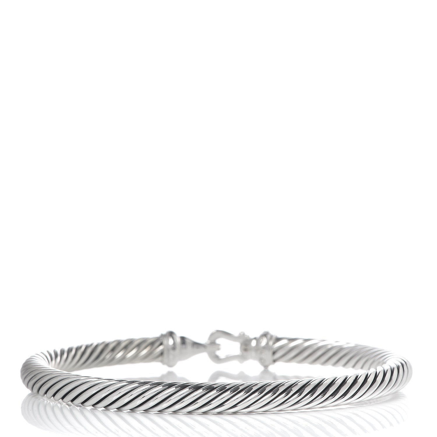 David Yurman Sterling Silver Diamond 5mm Cable Buckle Bracelet 3 of 4