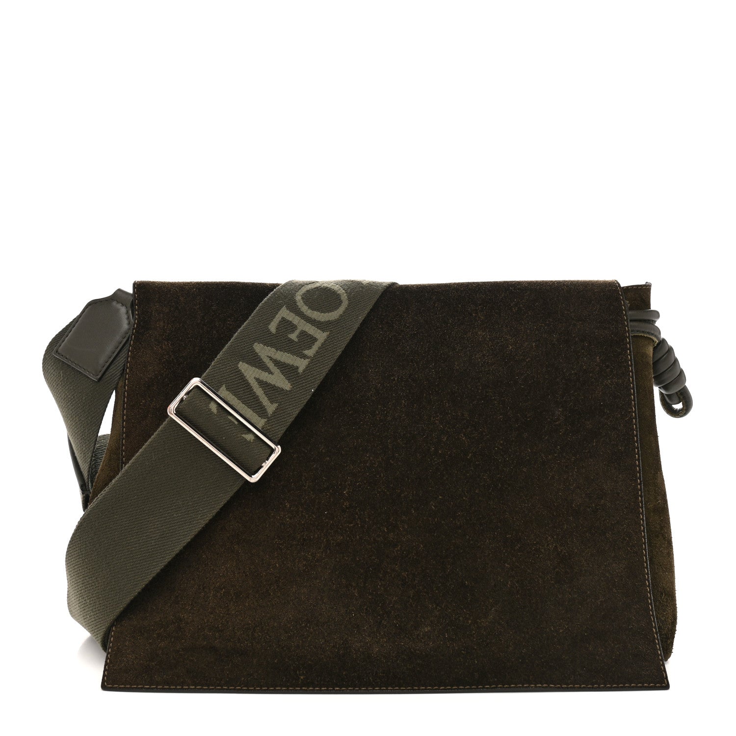 Loewe Suede Flamenco Satchel Bottle Green 1 of 15