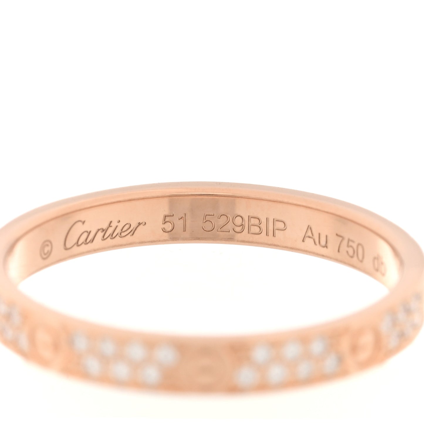 18K Pink Gold Diamond 2.6mm LOVE Paved Band Ring 51/5.75