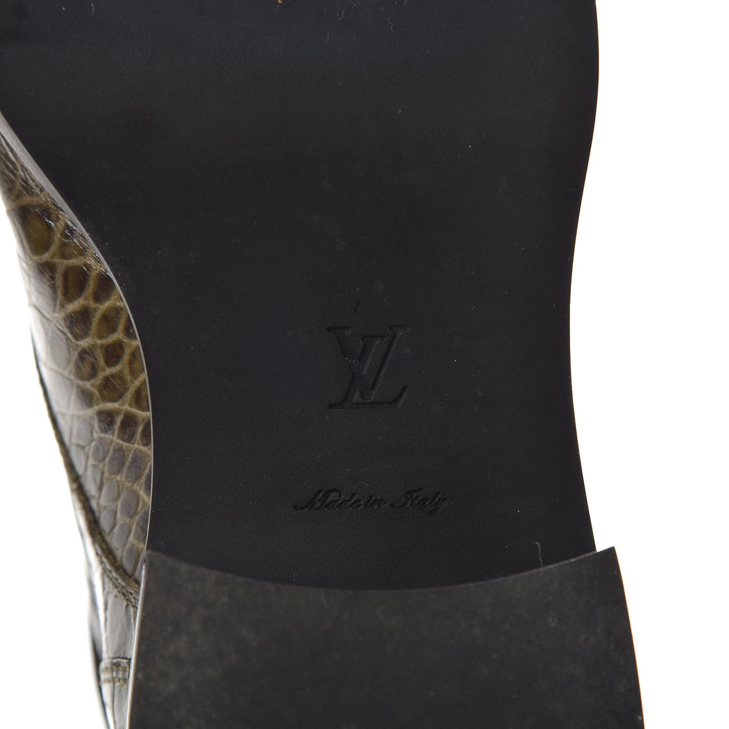 Calfskin Crocodile Embossed Wonderland Ranger Boots 36 Kaki