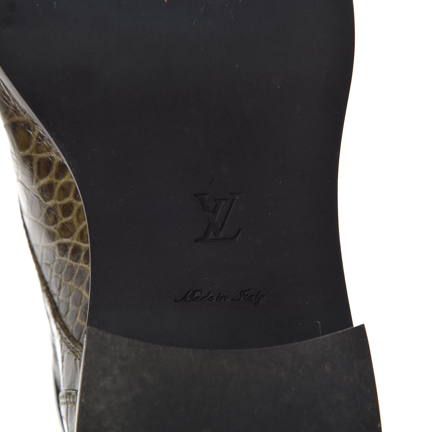 Louis Vuitton Calfskin Crocodile Embossed Wonderland Ranger Boots 36 Kaki 5 of 8