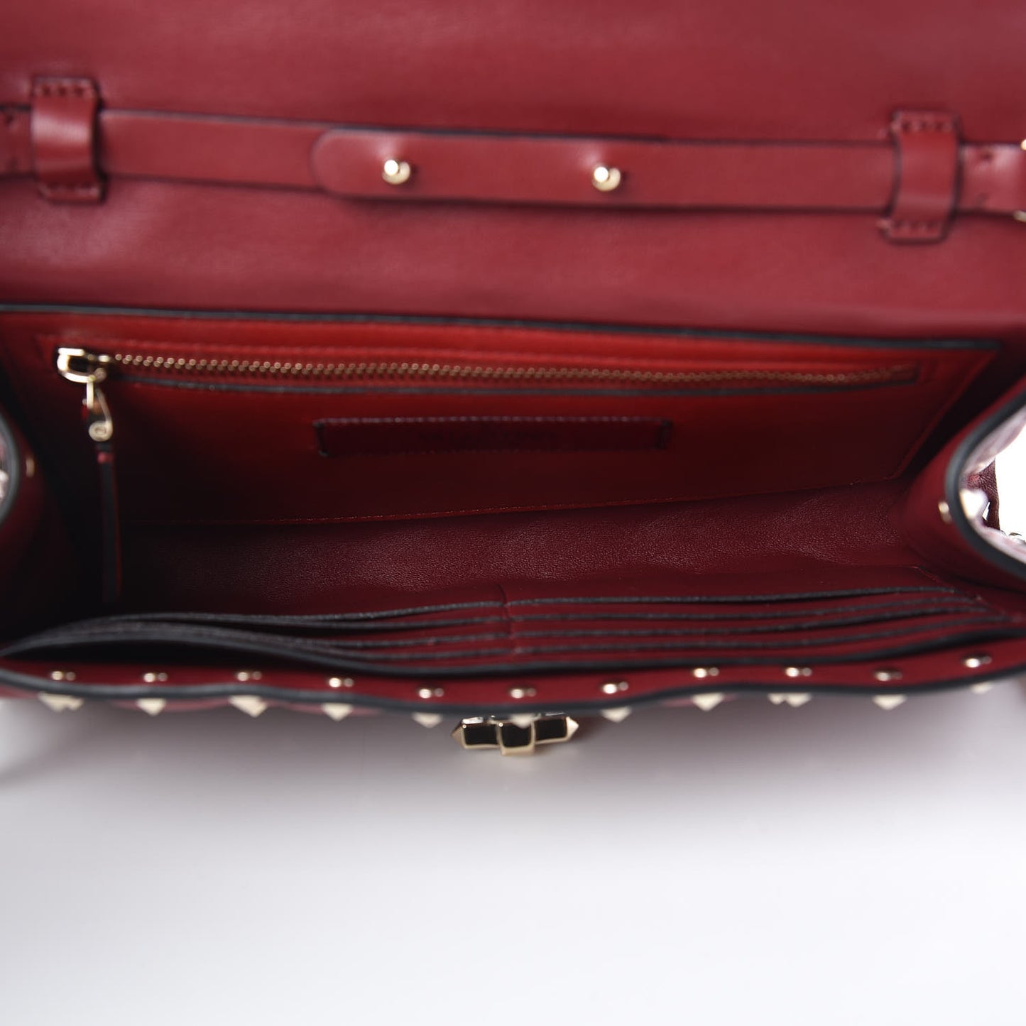 Nappa Rockstud Spike Wallet on Chain Rubino