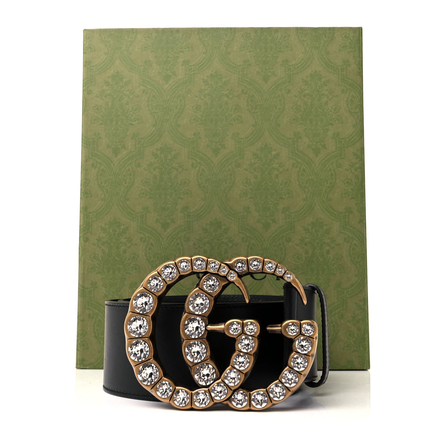 Calfskin Crystal Double G 55mm Belt 85 34 Black