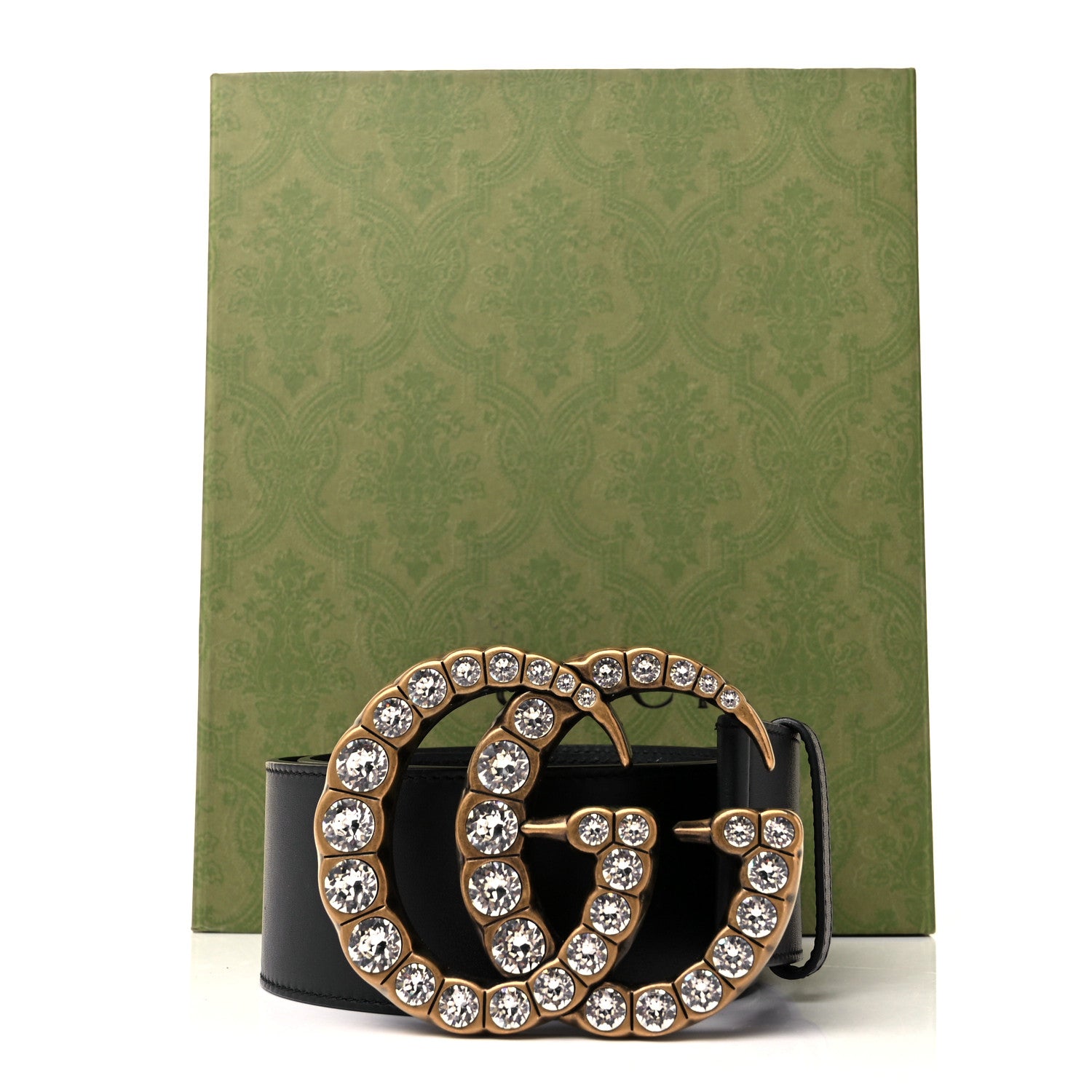 Gucci Calfskin Crystal Double G 55mm Belt 85 34 Black 5 of 5