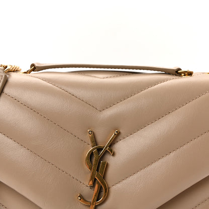 Saint Laurent Calfskin Y Quilted Monogram Small Loulou Chain Satchel Dark Beige 7 of 10