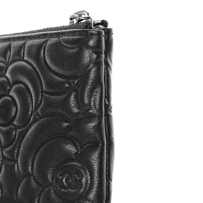 Chanel Goatskin Camellia Embossed Cosmetic Pouch Black 8 of 8
