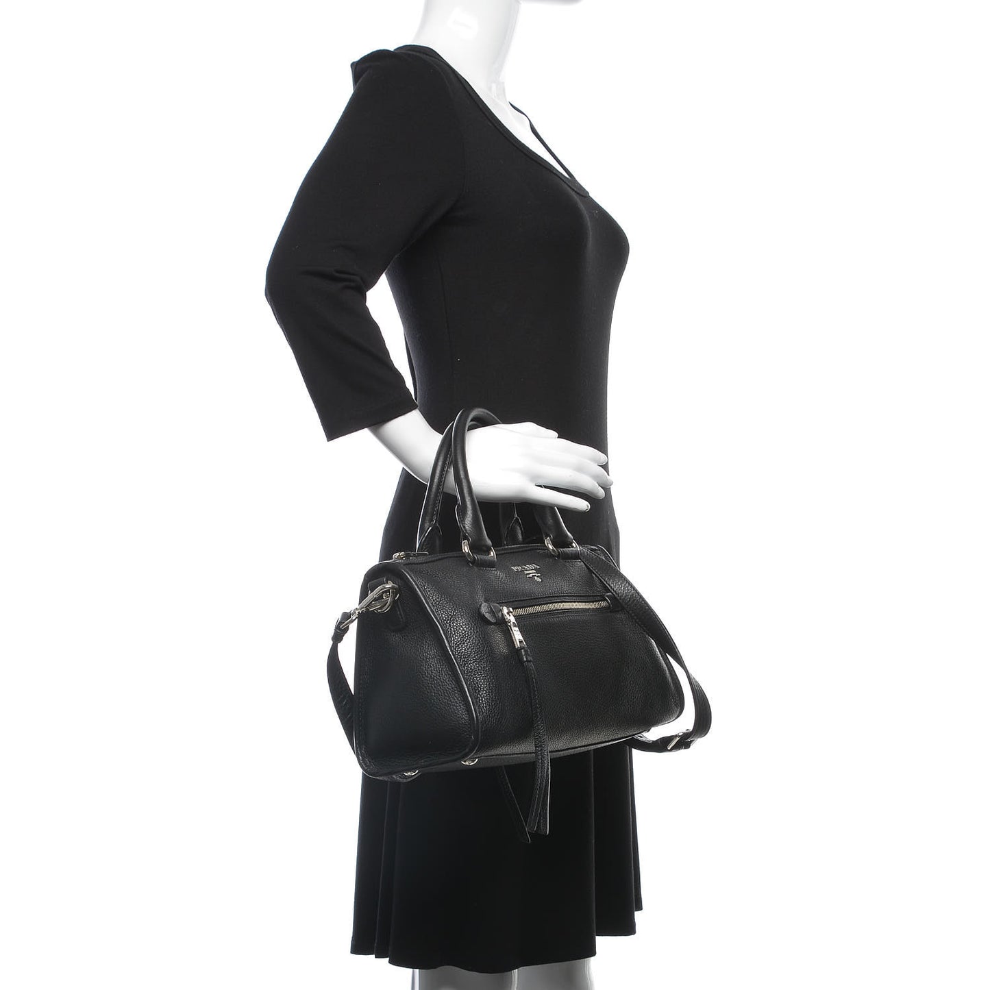 Vitello Phenix Top Handle Bag Black