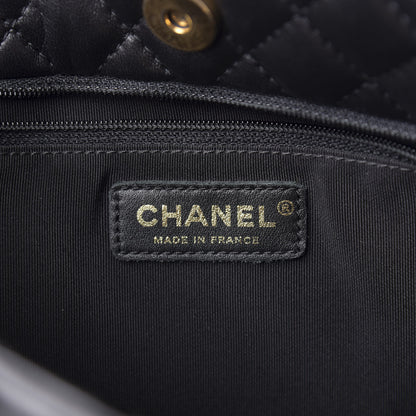 Chanel Lambskin Quilted Large Fluffy CC Shopping Tote Black 8 of 11
